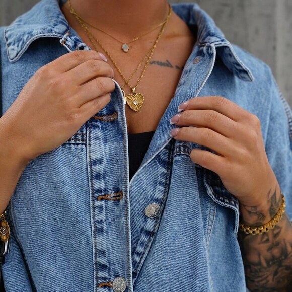 Blue Casual Women's button front mini Denim Dress - Picture 3 of 6